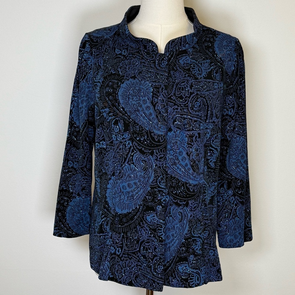Alex Evenings Blue and Black Paisley Jacket
